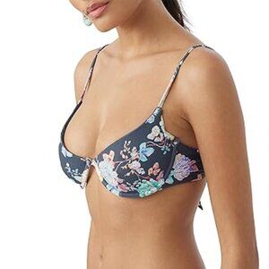 NWT O’Neill Blue Floral Underwire Bikini Top Black Multicolor – Women’s L